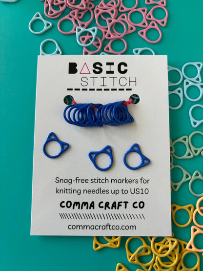 Basic Stitch Set Snag-Free Metal Stitch Markers Cat + Hearts: Cat - purple set