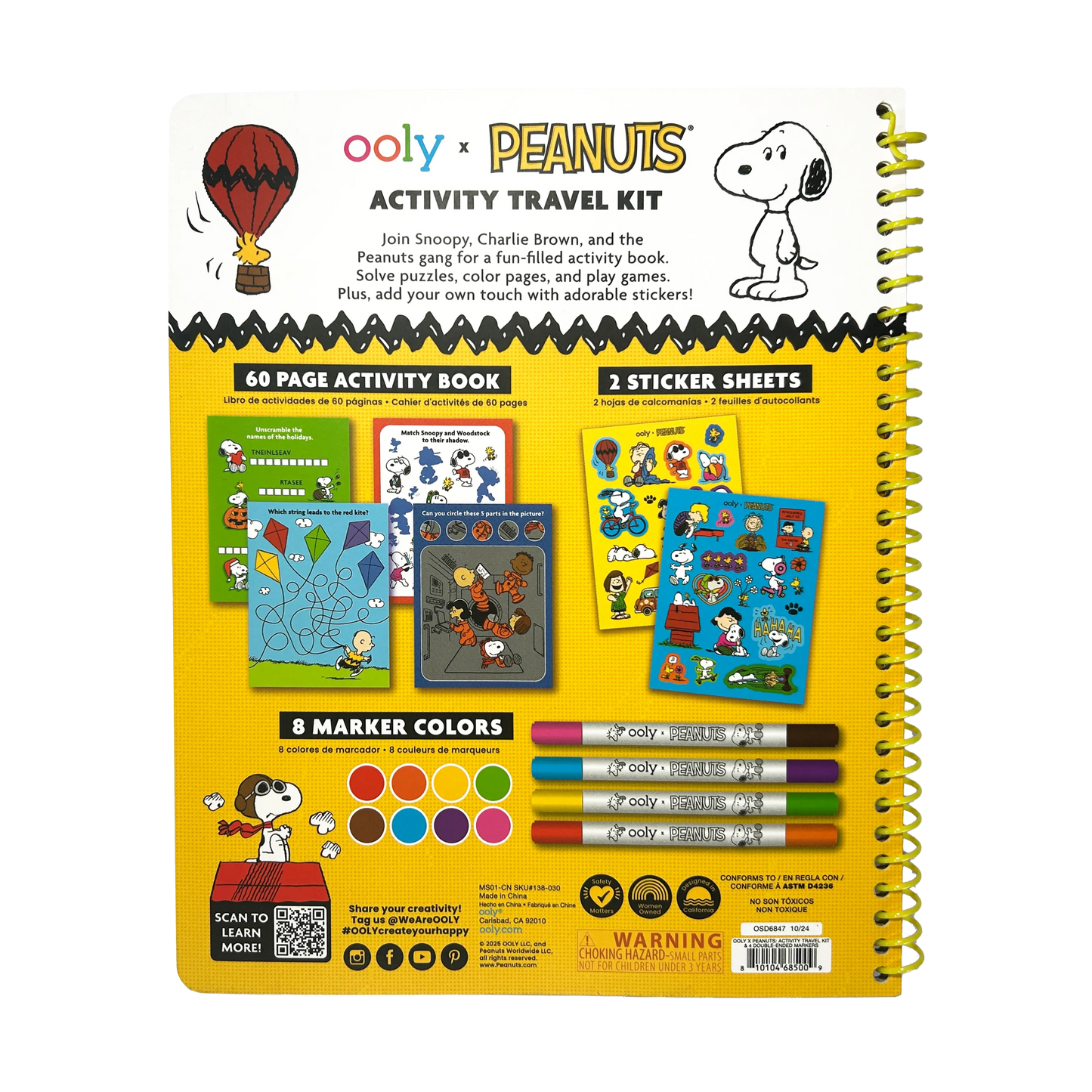 OOLY x Peanuts: Activity Travel Kit & 4 Double-Ended Markers