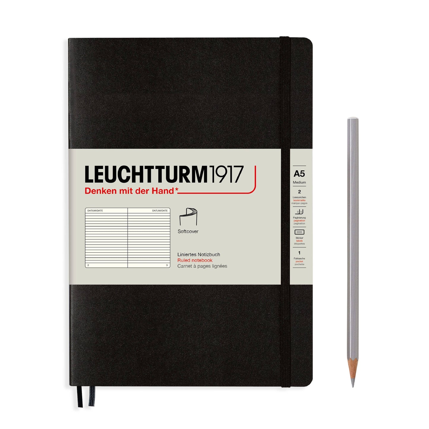 Notebooks - Medium (A5): Anthracite / Hardcover / Dotted