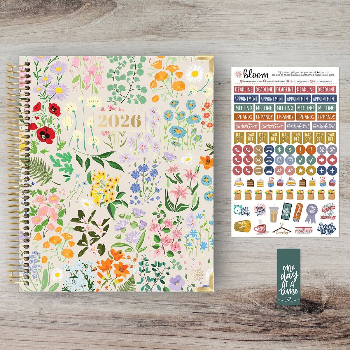 2026 Vision Planner - 7.5"x9" size: Beige Bouquet