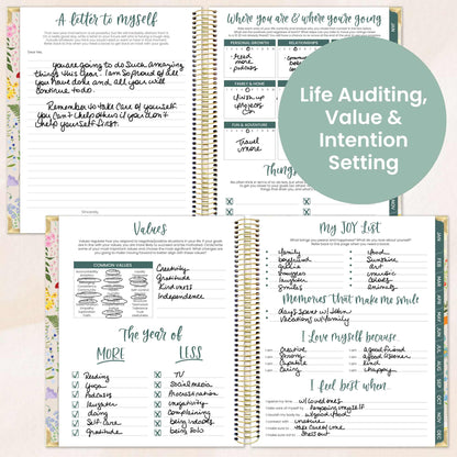 2026 Vision Planner - 7.5"x9" size: Beige Bouquet