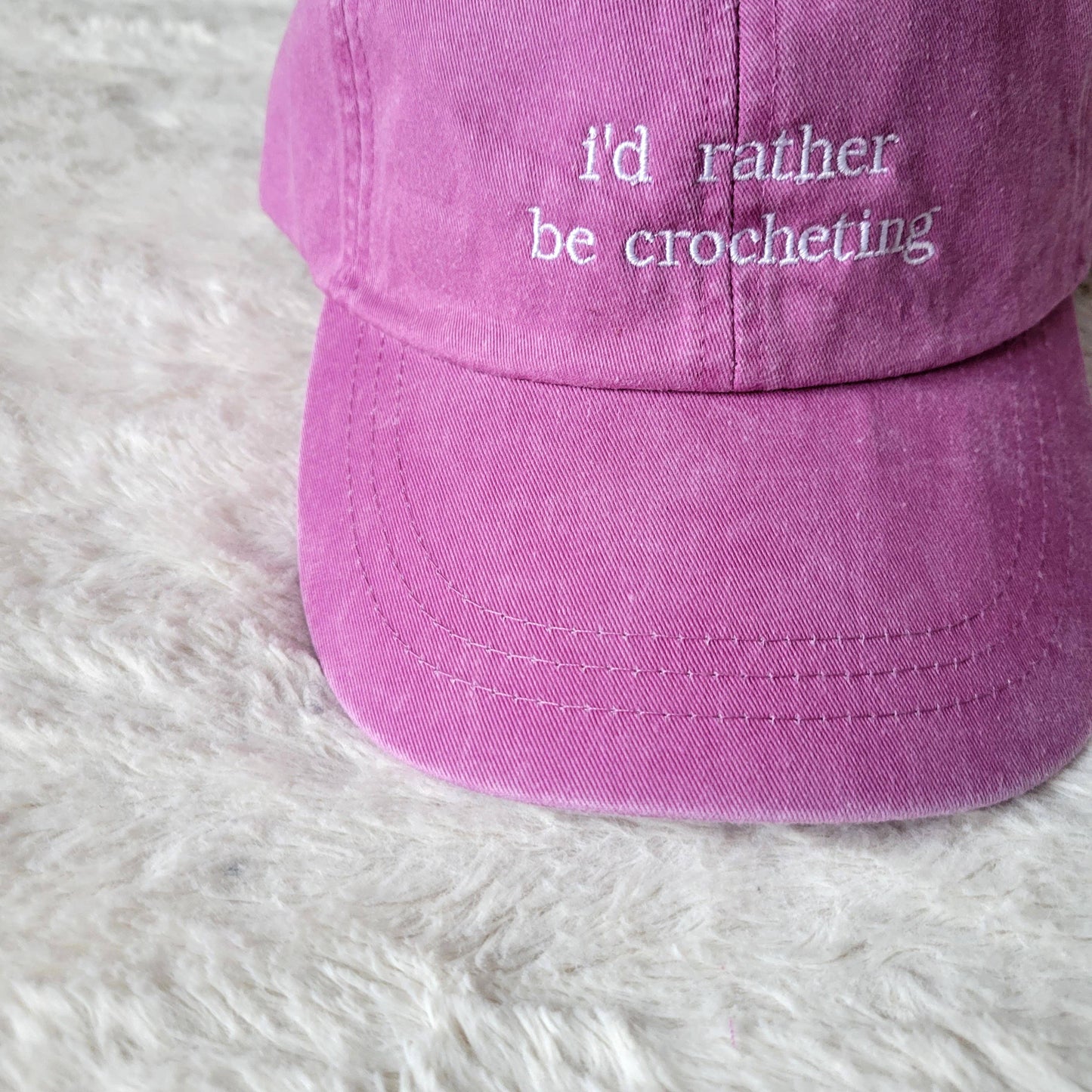 "i'd rather be crocheting" Baseball Hat: Green