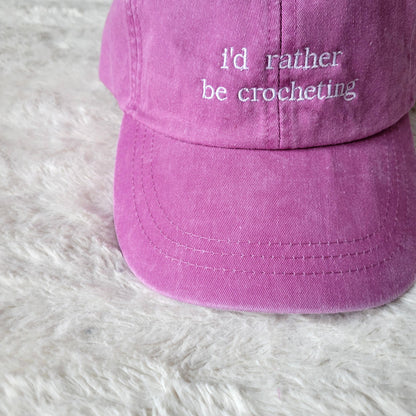 "i'd rather be crocheting" Baseball Hat: Green
