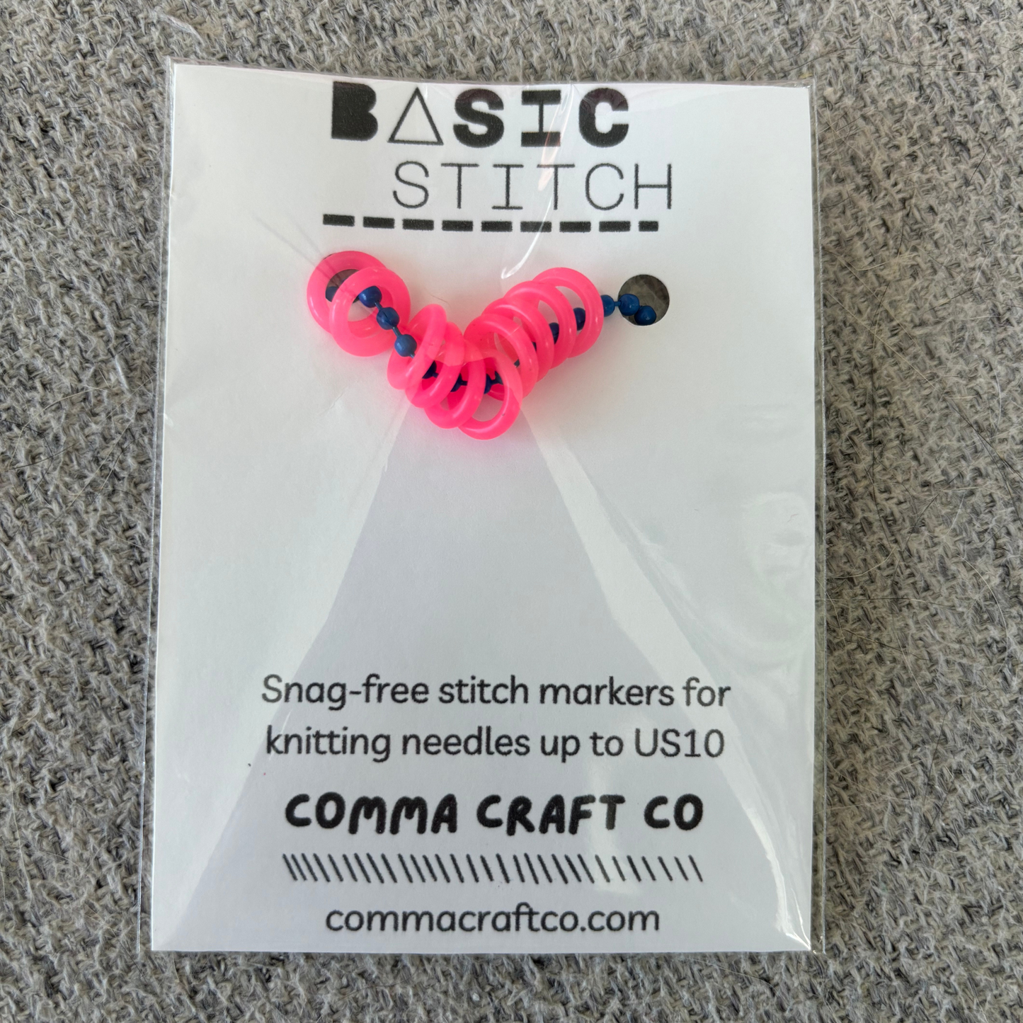 Basic Stitch Set - Neon Snag-Free Silicone Stitch Markers: Turquoise