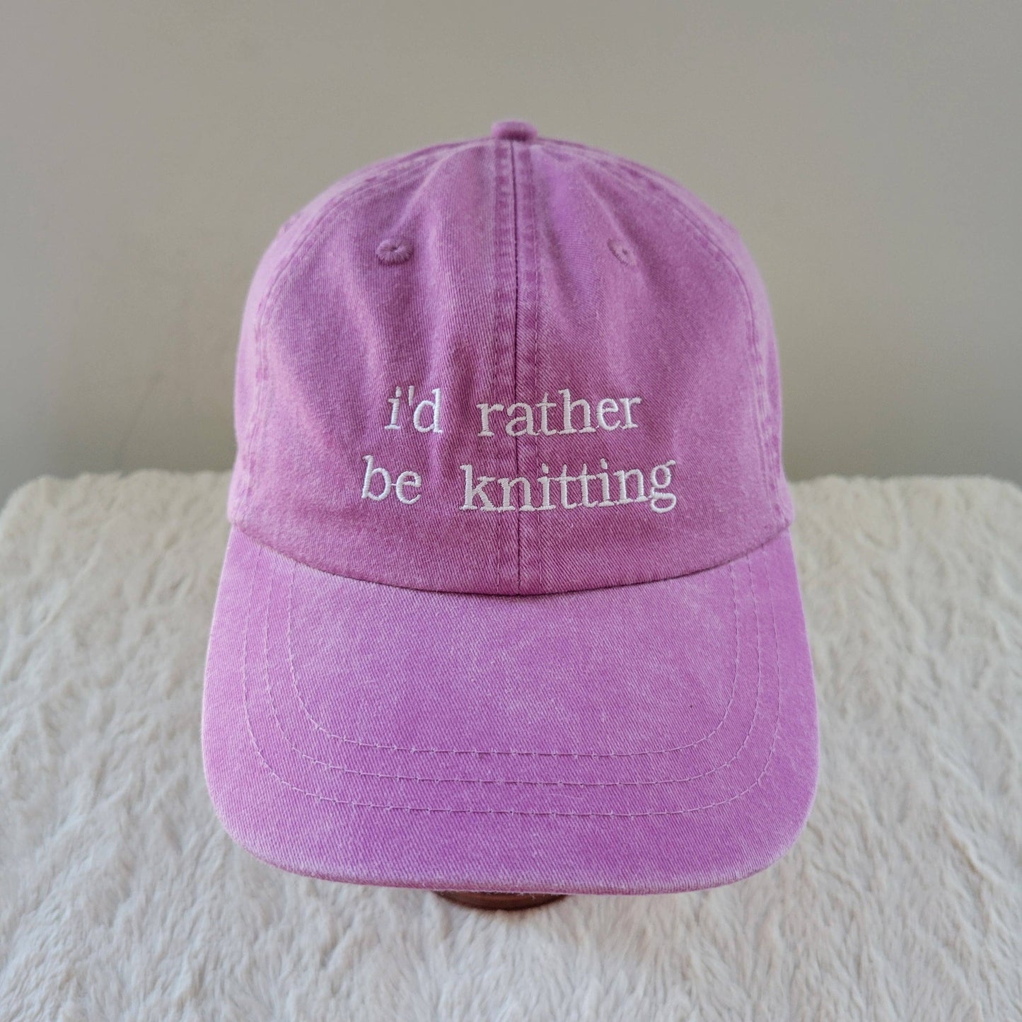 "i'd rather be knitting" Baseball Hat: Green