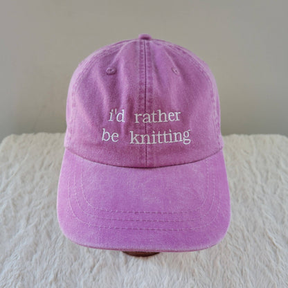 "i'd rather be knitting" Baseball Hat: Green