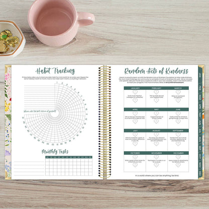 2026 Vision Planner - 7.5"x9" size: Beige Bouquet