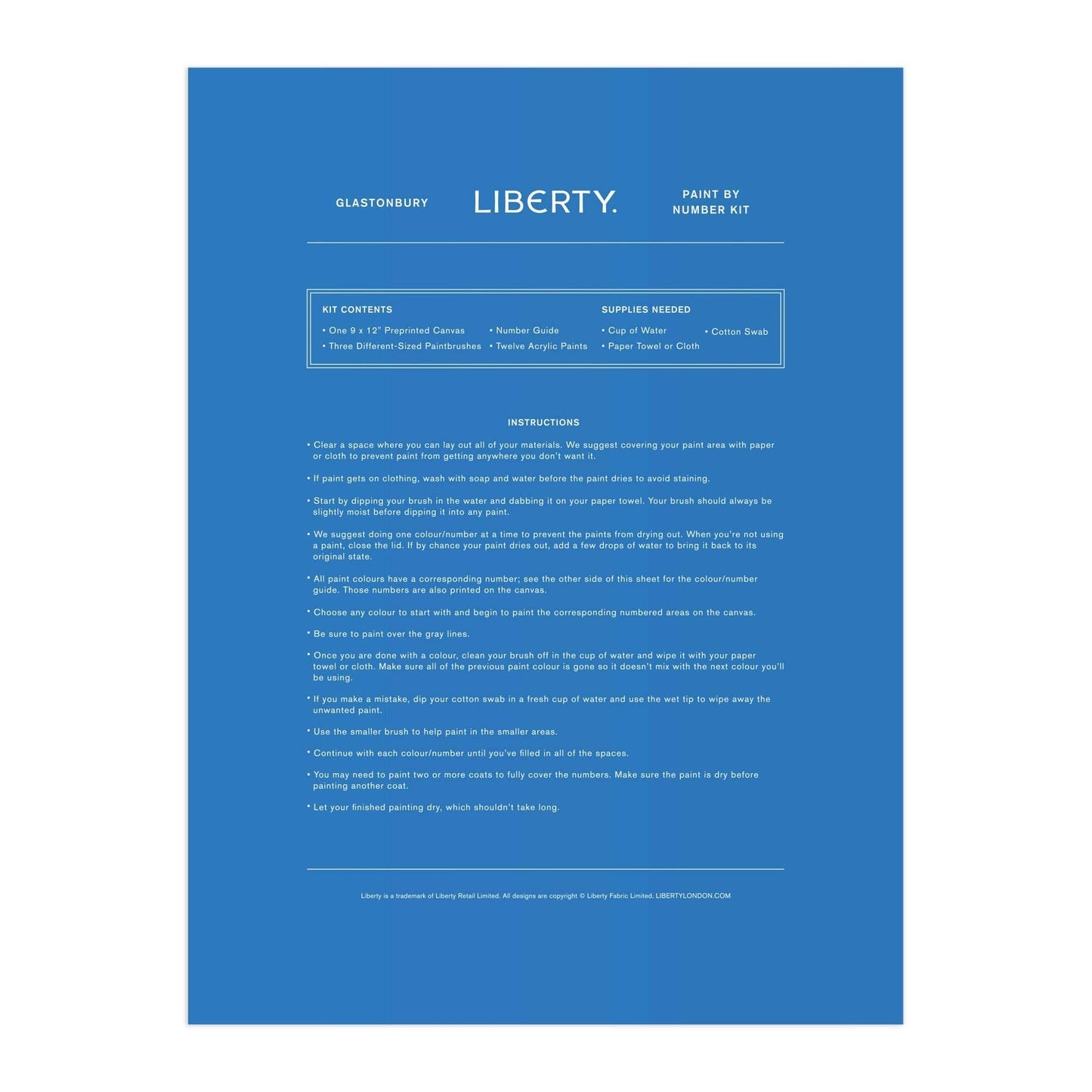 Liberty 9 x 12 Paint by Number Kit Glastonbury