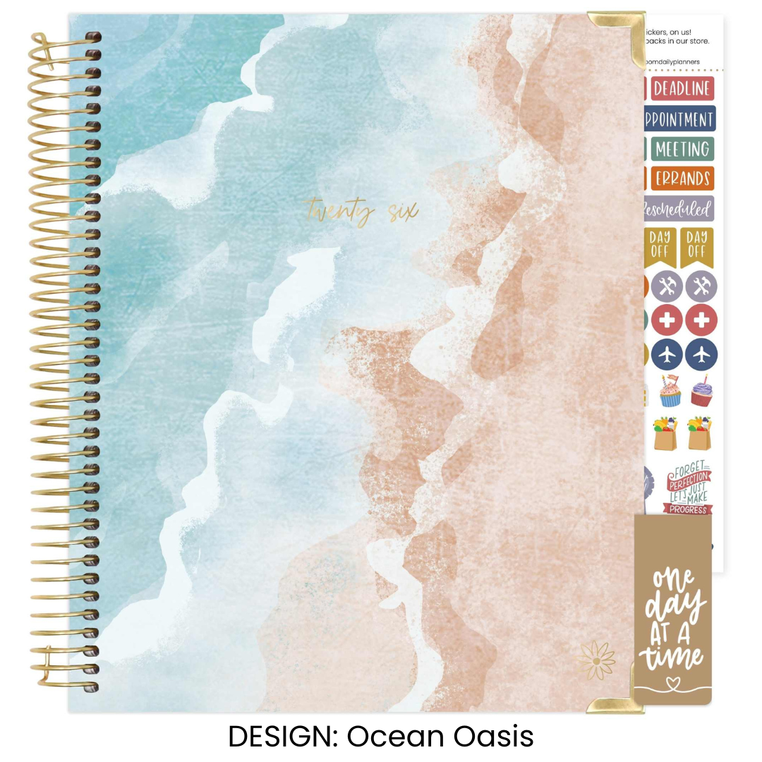 2026 Vision Planner - 7.5"x9" size: Beige Bouquet