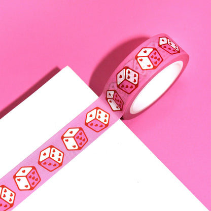 "Lucky Babe" Kitschy Retro Heart Dice Washi Tape (15mm/10m)