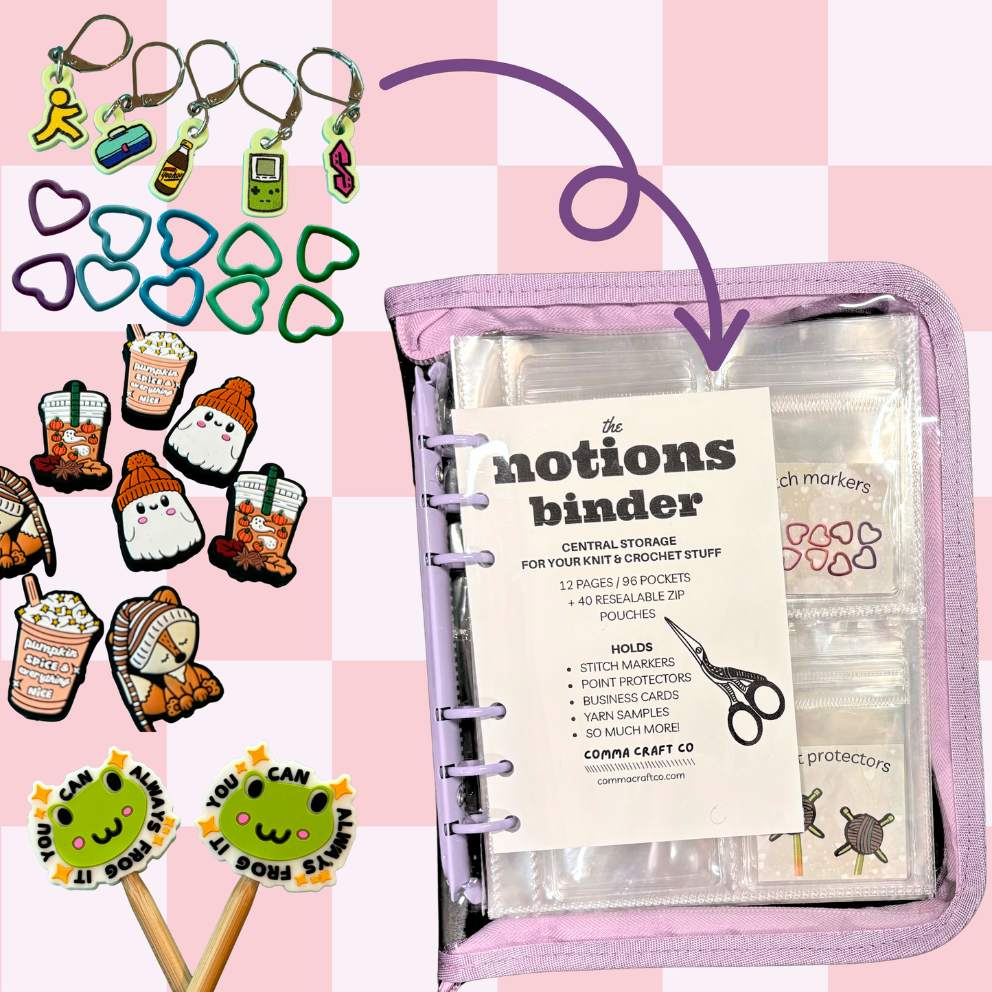 The Notions Binder - Deluxe Knitting and Crochet Organizer: Green