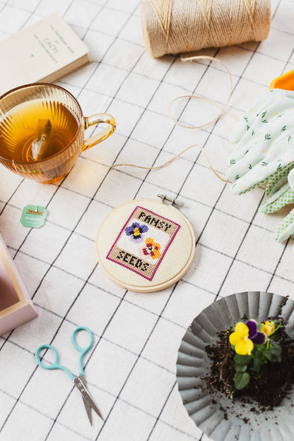 Beginner Pansy Seeds Cross Stitch Kit
