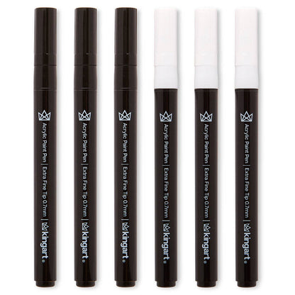 PRO Acrylic Paint Pens Extra Fine - Black & White 6 pc