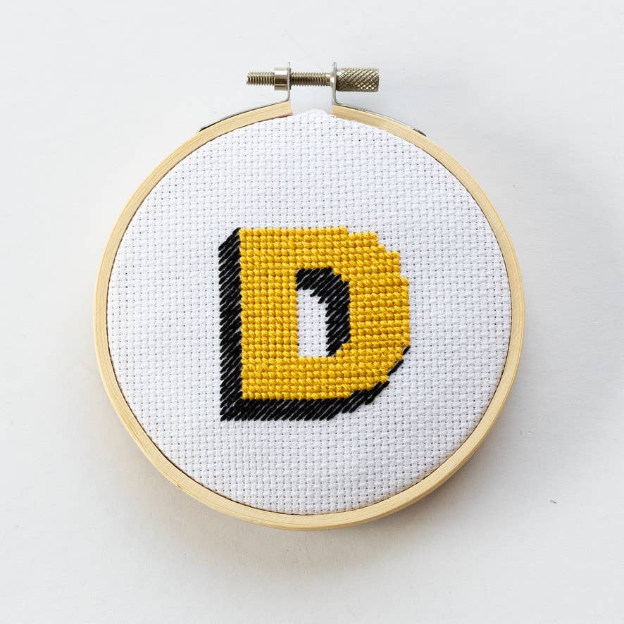 Drop Shadow Monogram Alphabet Cross Stitch Kit: Multi-Colored