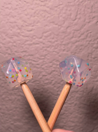 Kawaii Rainbow Confetti Hexagons Silicone Gift for Knitters: Rainbow