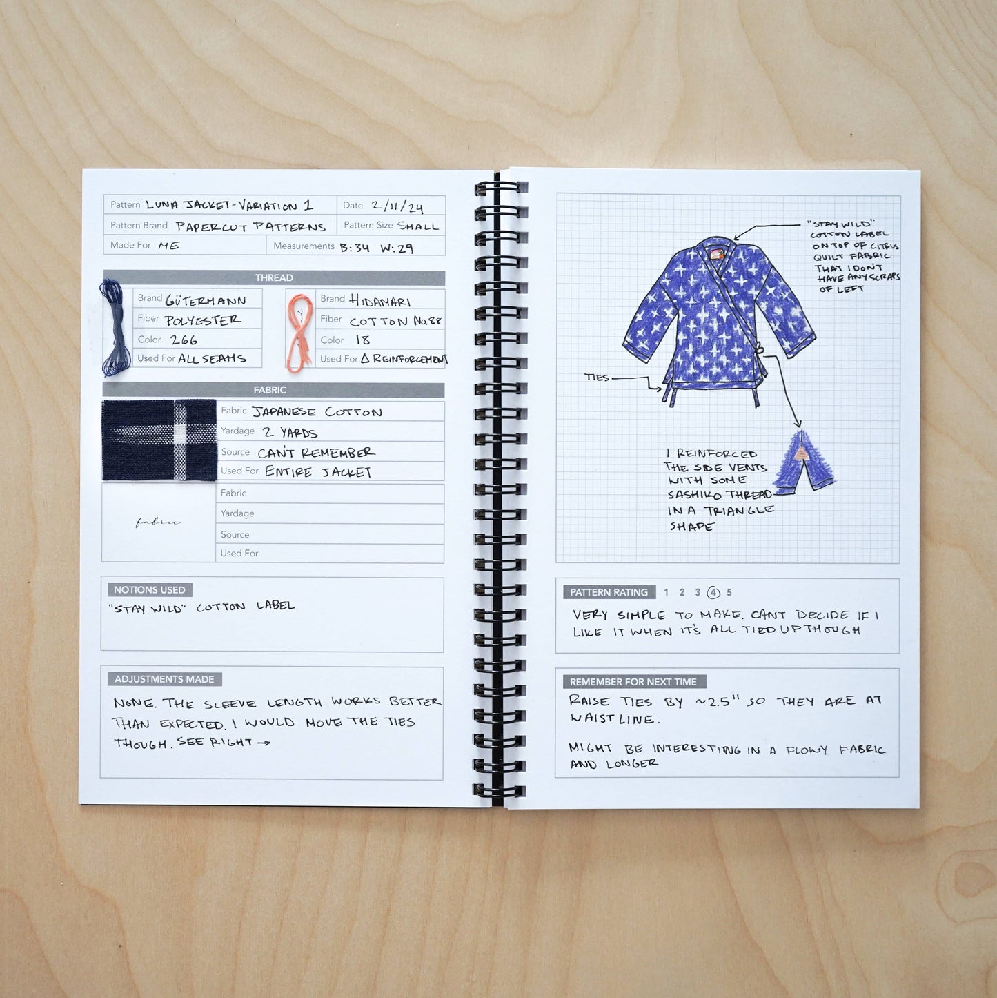 Black & White Sewing Journal
