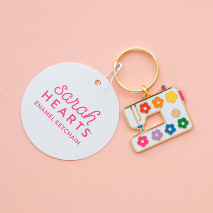 Daisy Sewing Machine Enamel Keychain - Bag Charm