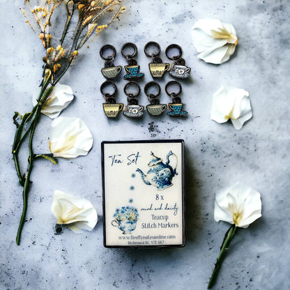 Tea set knitting stitch markers