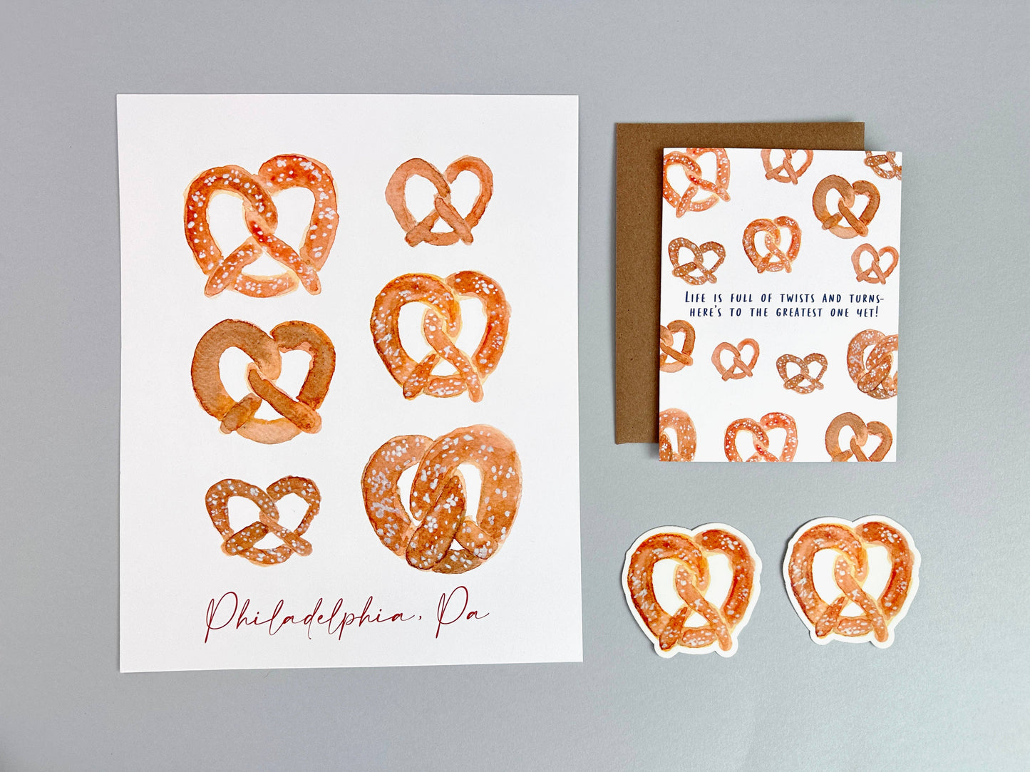 Watercolor Pretzel Vinyl Sticker