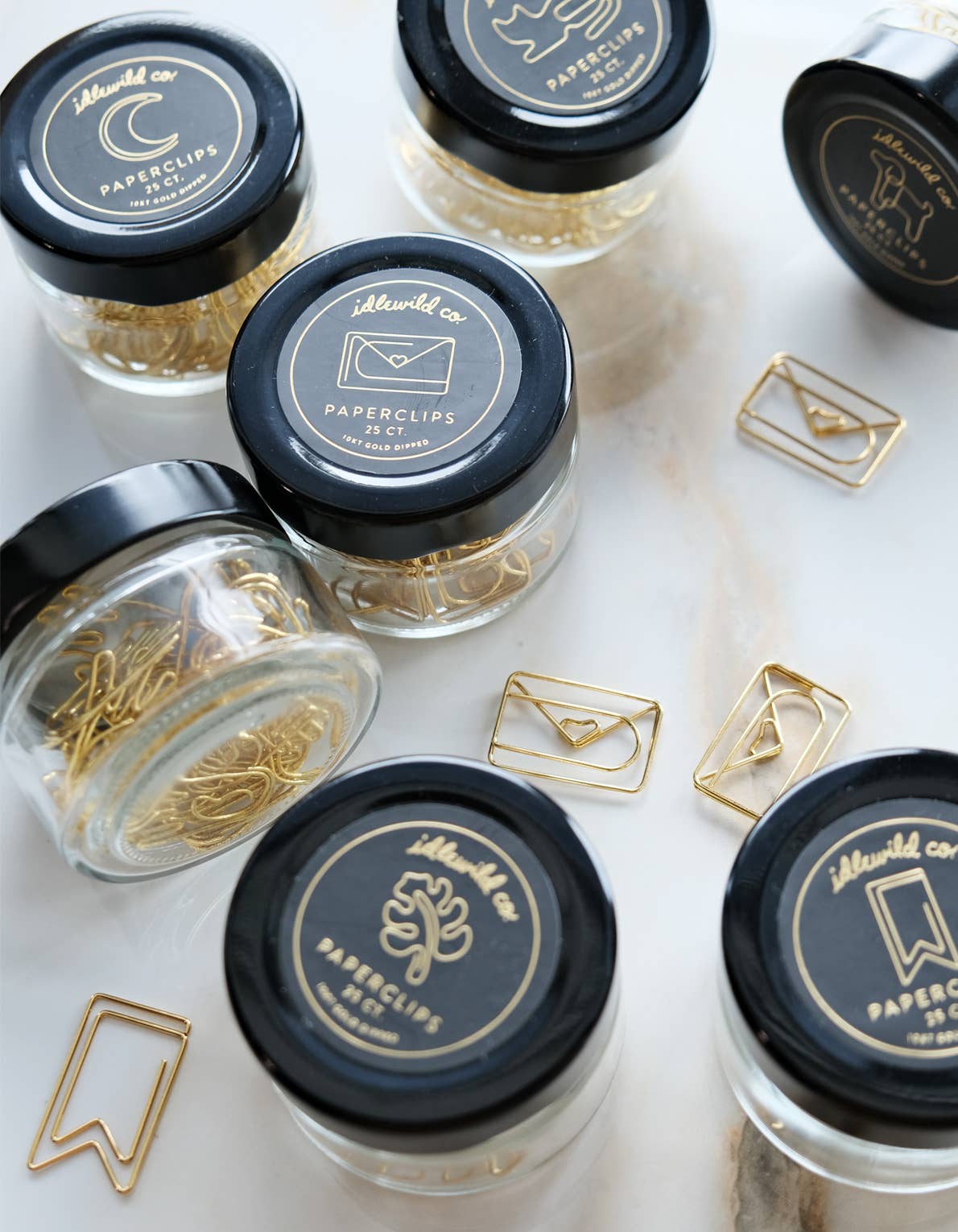 Gold Plated Paper Clips (Jar of 25) | Monstera