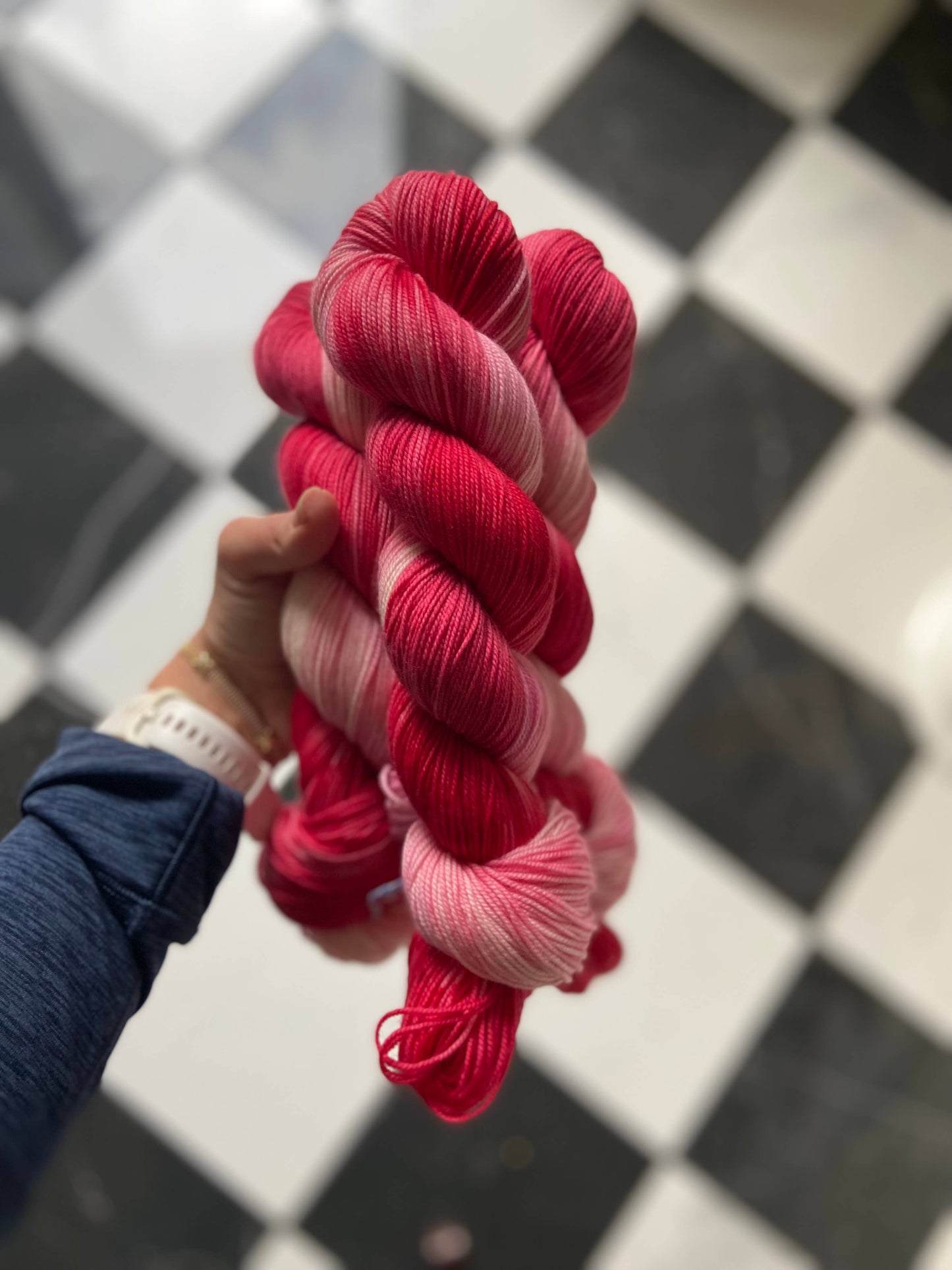 Candy Cane Colorway - Hand Dyed Yarn: CMS Classic DK