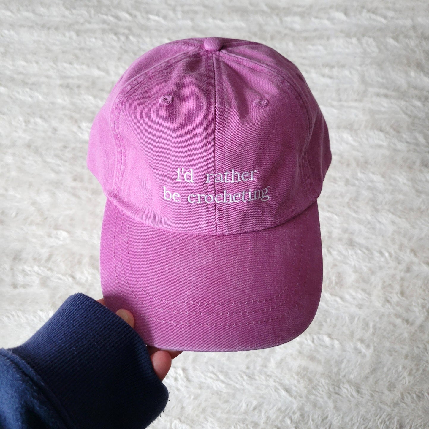 "i'd rather be crocheting" Baseball Hat: Green