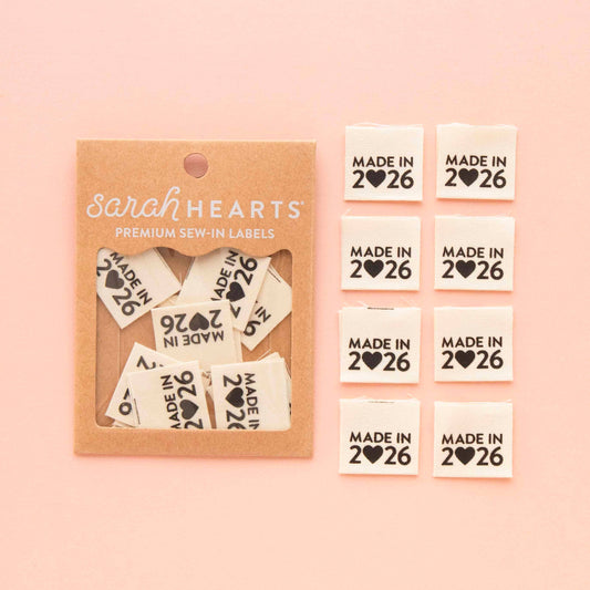 Made in 2026 Organic Cotton Centerfold Labels - Quilt Tags