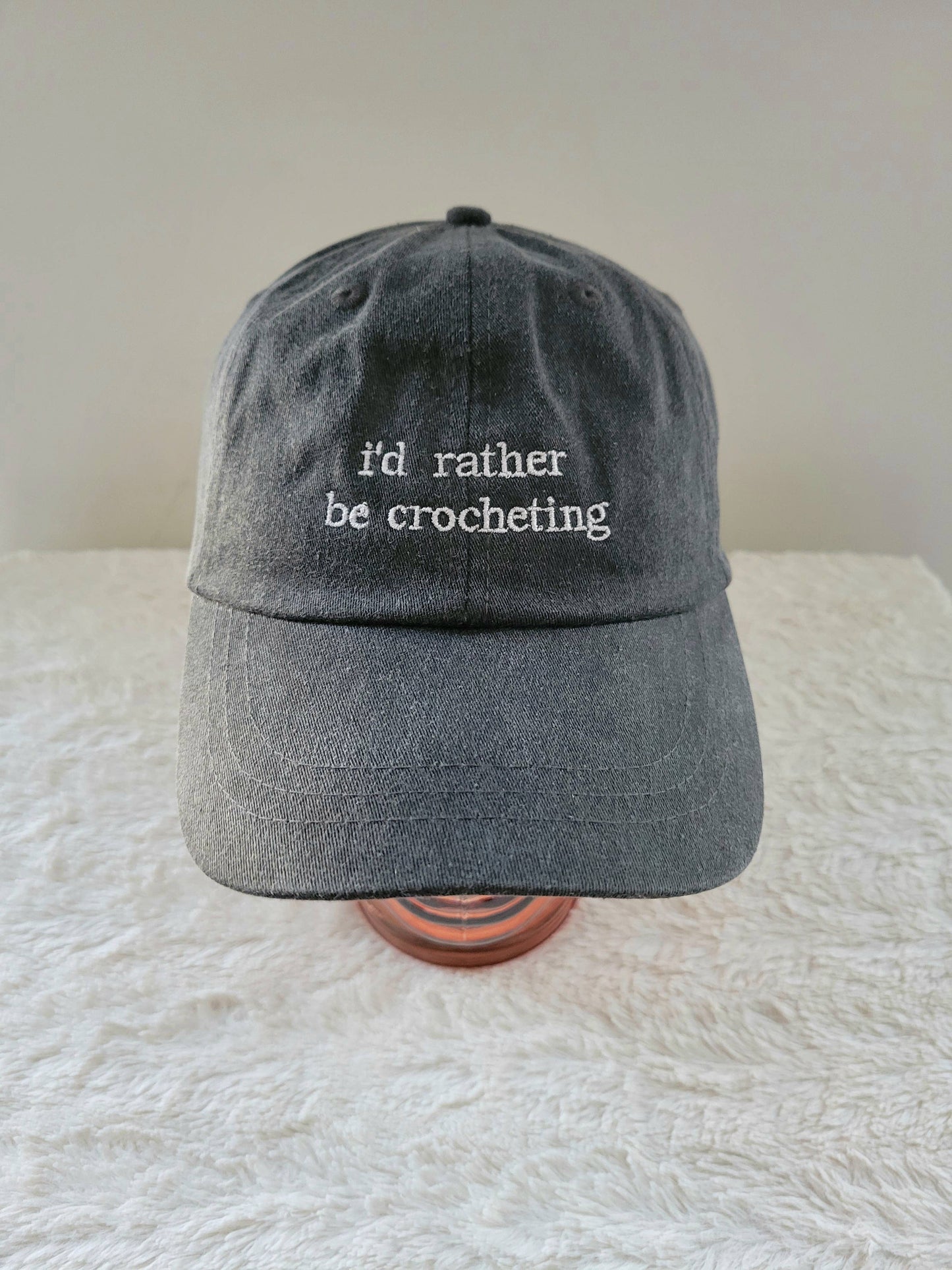"i'd rather be crocheting" Baseball Hat: Green