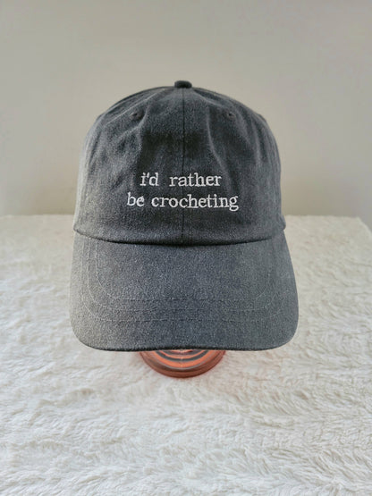 "i'd rather be crocheting" Baseball Hat: Green