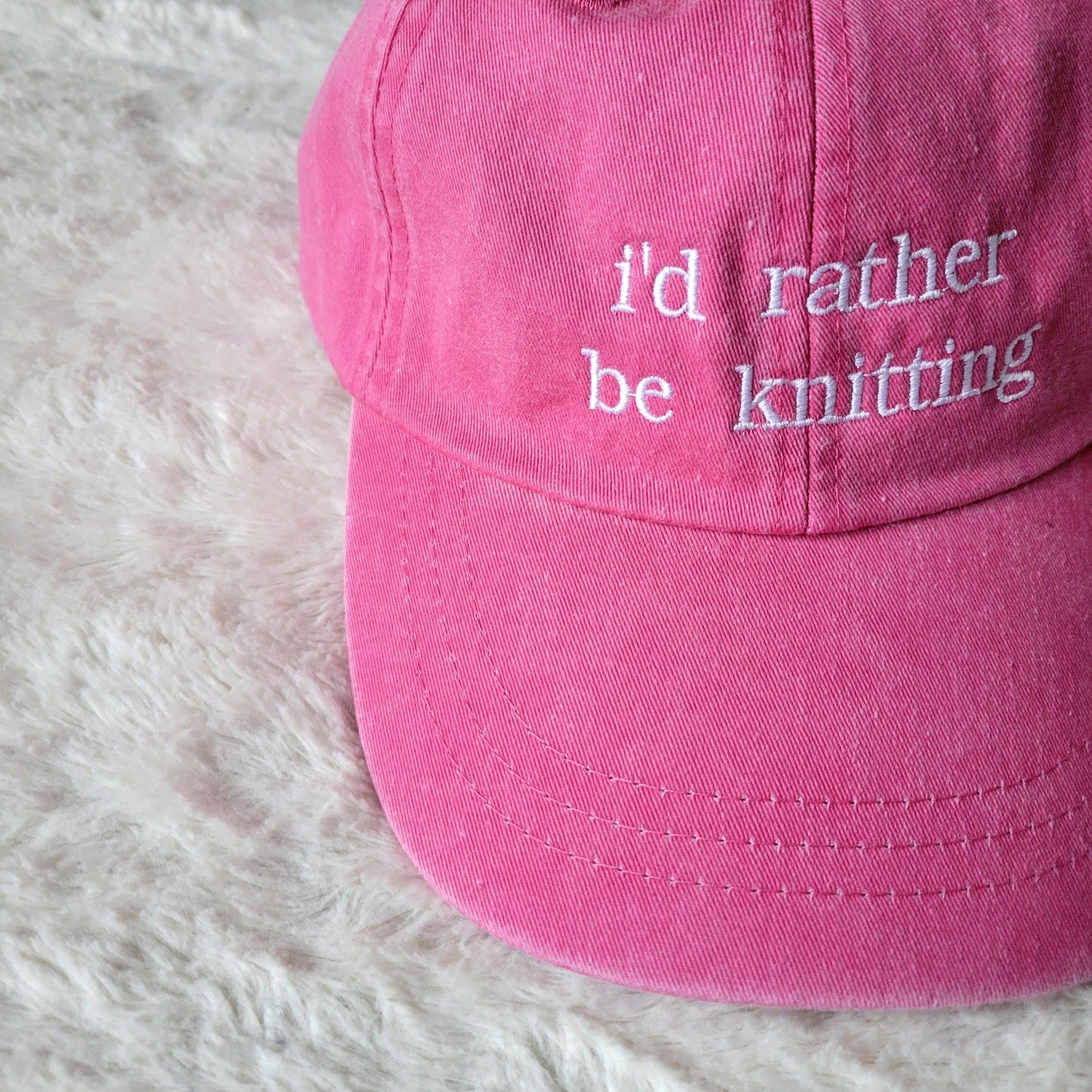 "i'd rather be knitting" Baseball Hat: Green