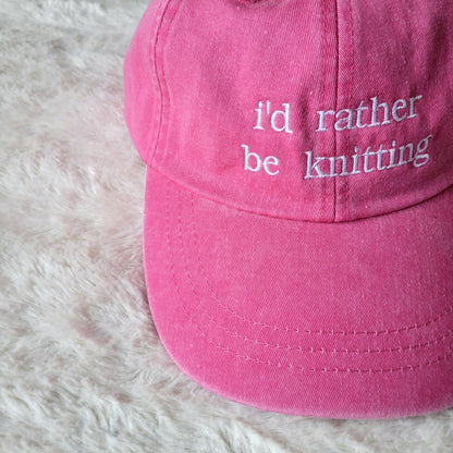 "i'd rather be knitting" Baseball Hat: Green