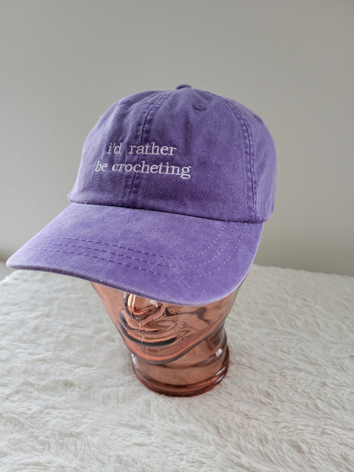 "i'd rather be crocheting" Baseball Hat: Green