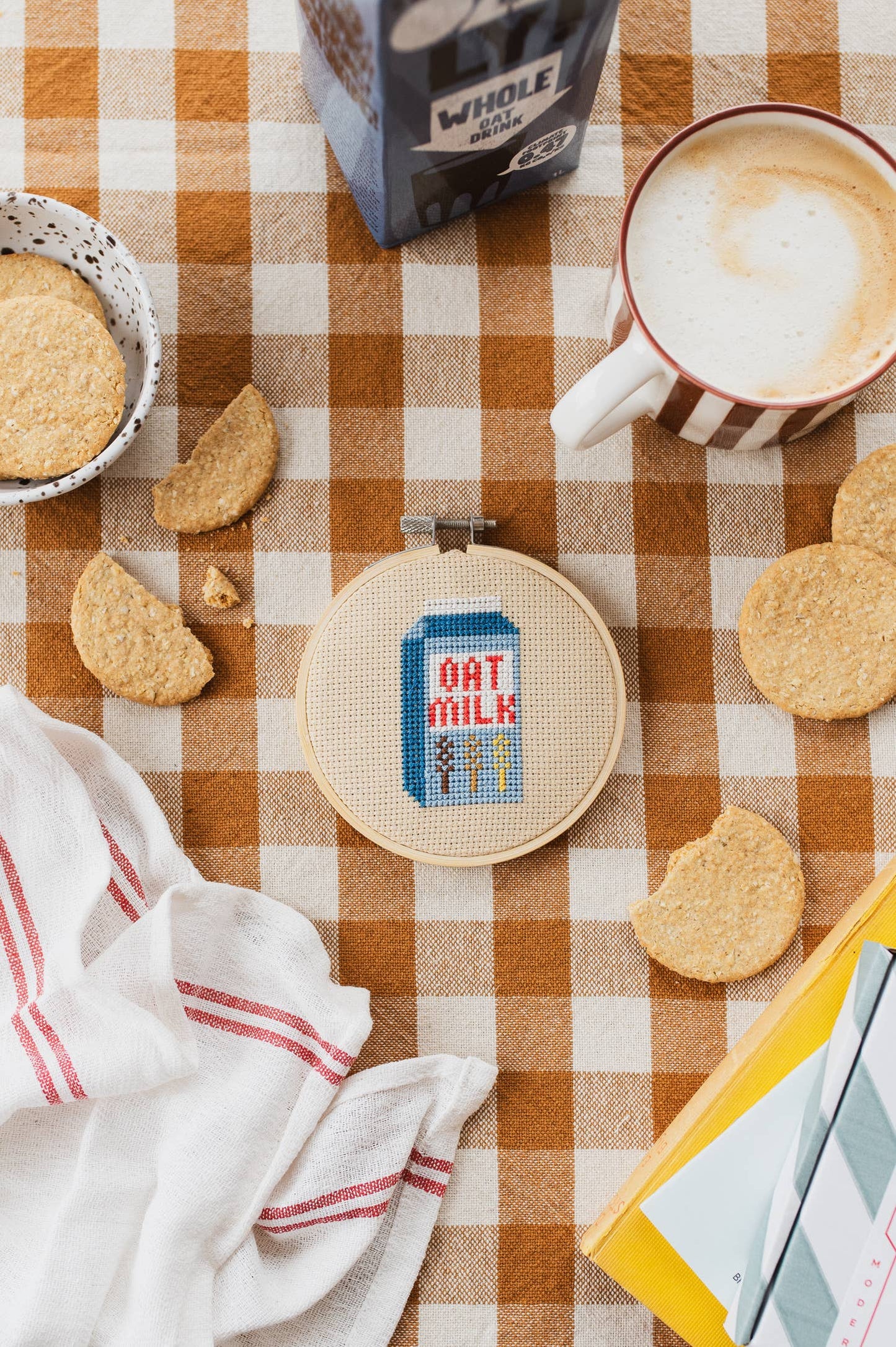 Oat Milk Beginner Cross Stitch Kit