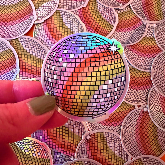 Rainbow Disco Ball Holographic Sticker