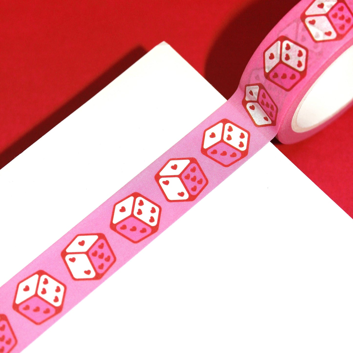 "Lucky Babe" Kitschy Retro Heart Dice Washi Tape (15mm/10m)