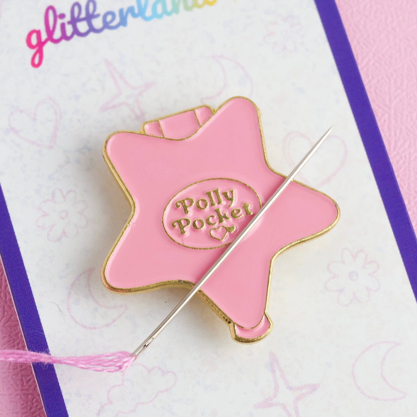 Polly Pocket Compacts Needle Minder Magnet: Purple logo