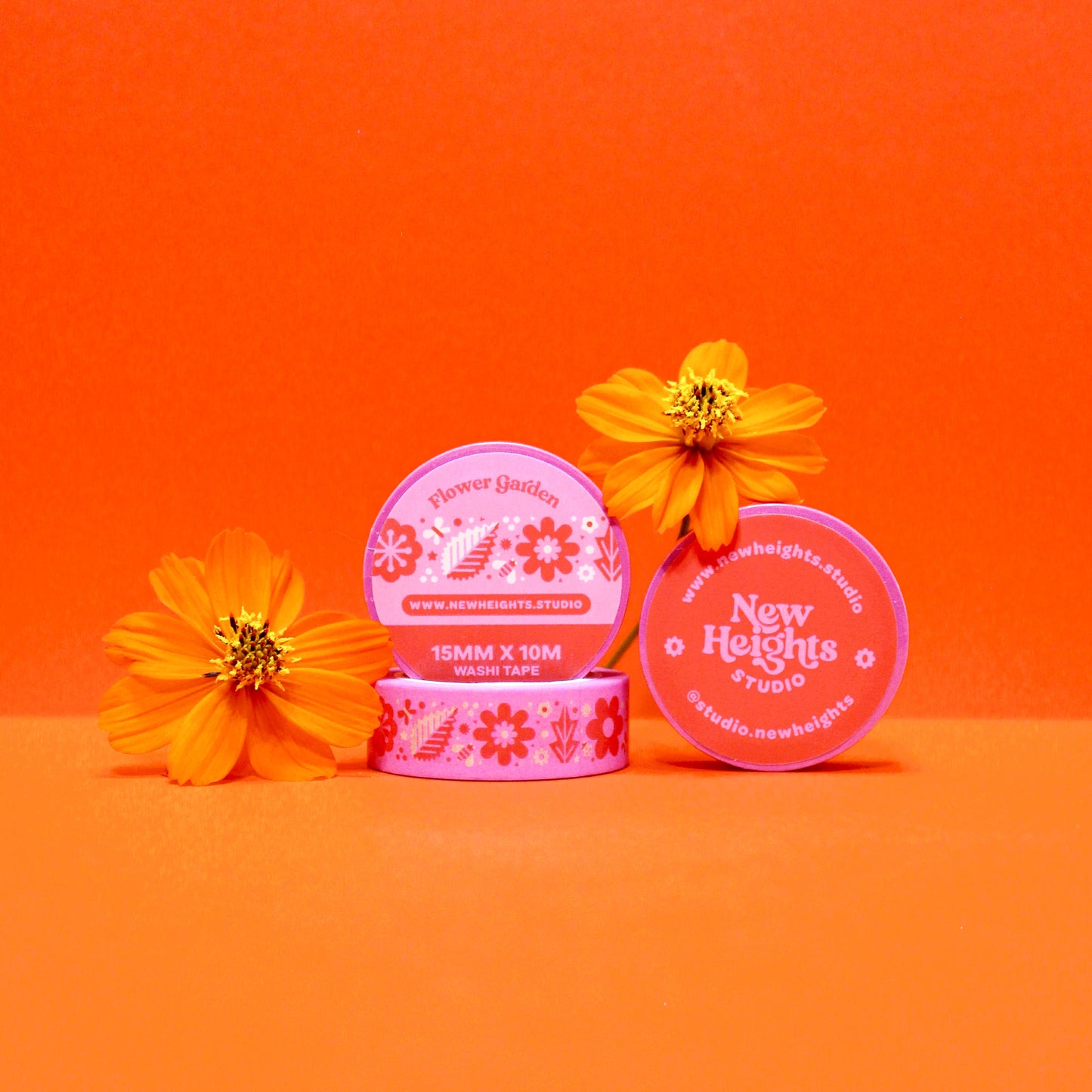 "Flower Garden (Pink)" Cute Floral Stationery Washi Tape