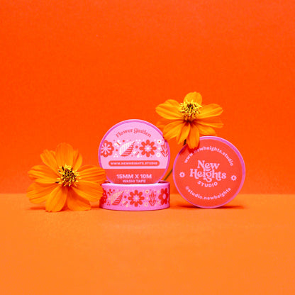 "Flower Garden (Pink)" Cute Floral Stationery Washi Tape