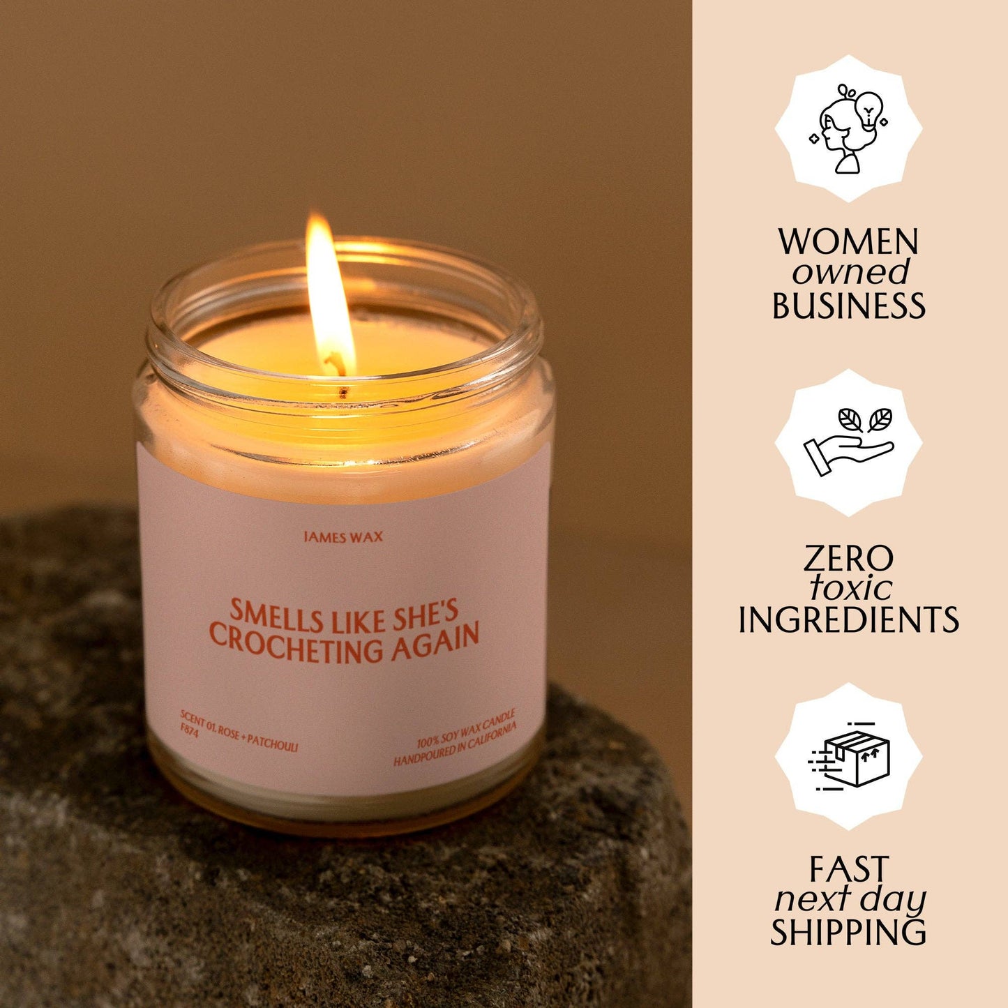 Crocheting Gift She's Crocheting Again Candle F874: No, Just the Candle / 04. Coconut + Orange