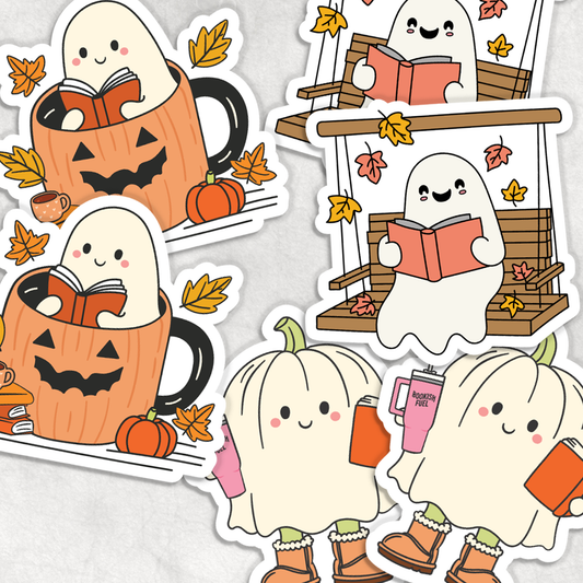 Spooky Ghost Bookish Vinyl Sticker