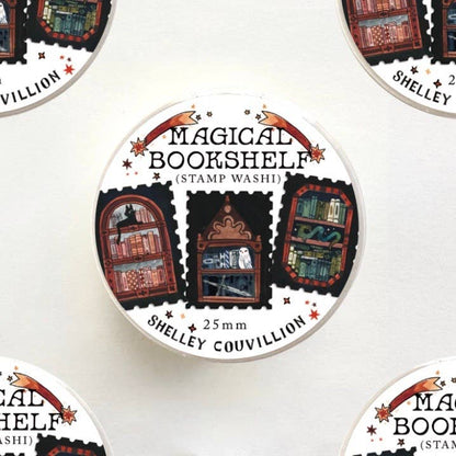 Magical Bookshelf Stamp Washi Tape / Dark Academia / Bookish