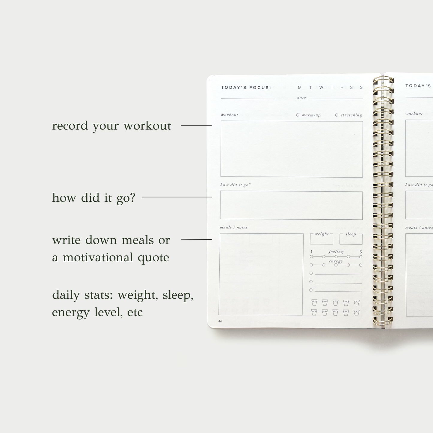 Fit & Well - Exercise Journal: Dusty Blue