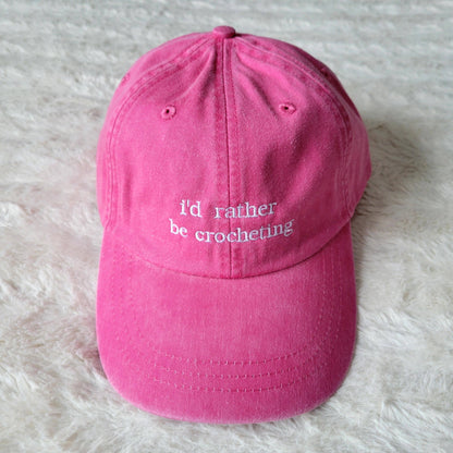 "i'd rather be crocheting" Baseball Hat: Green