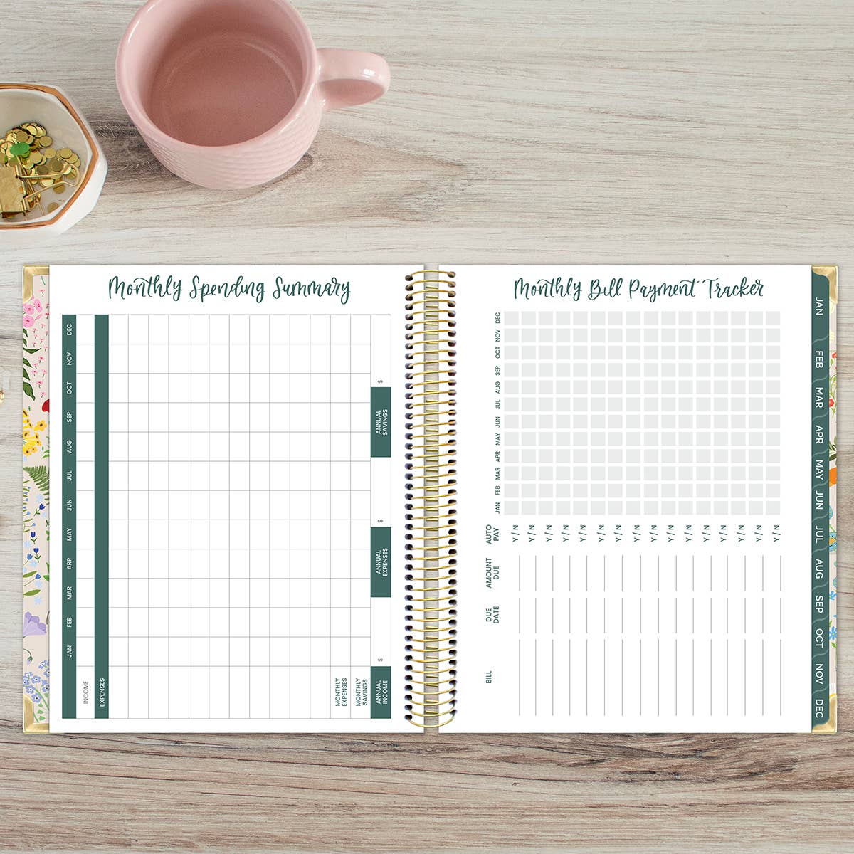 2026 Vision Planner - 7.5"x9" size: Beige Bouquet