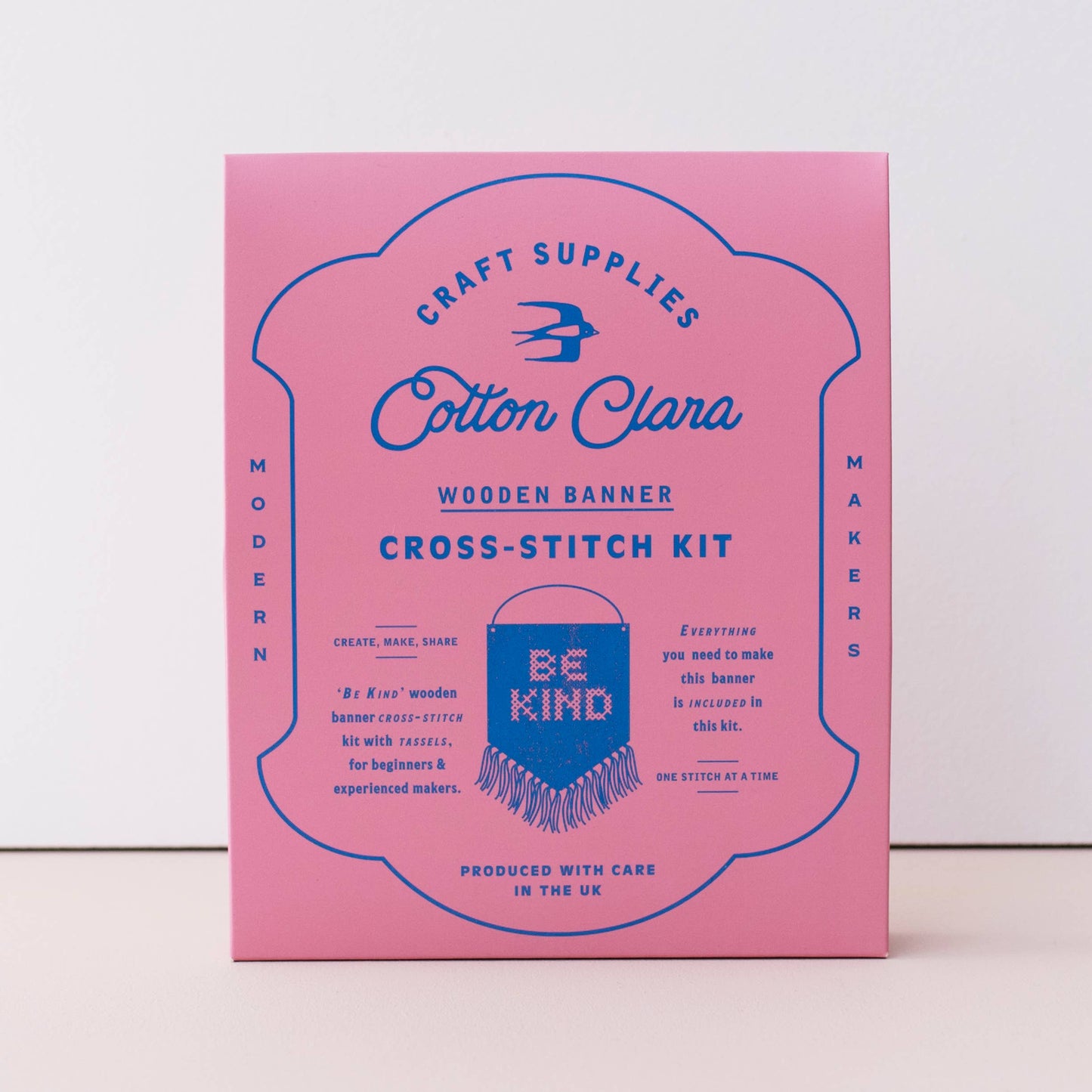 Be Kind Tasseled Embroidery Board Beginner Cross Stitch Kit: Mustard