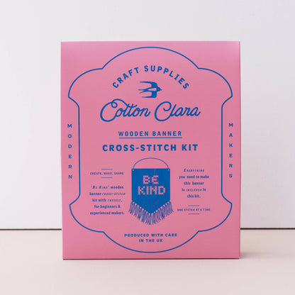 Be Kind Tasseled Embroidery Board Beginner Cross Stitch Kit: Mustard