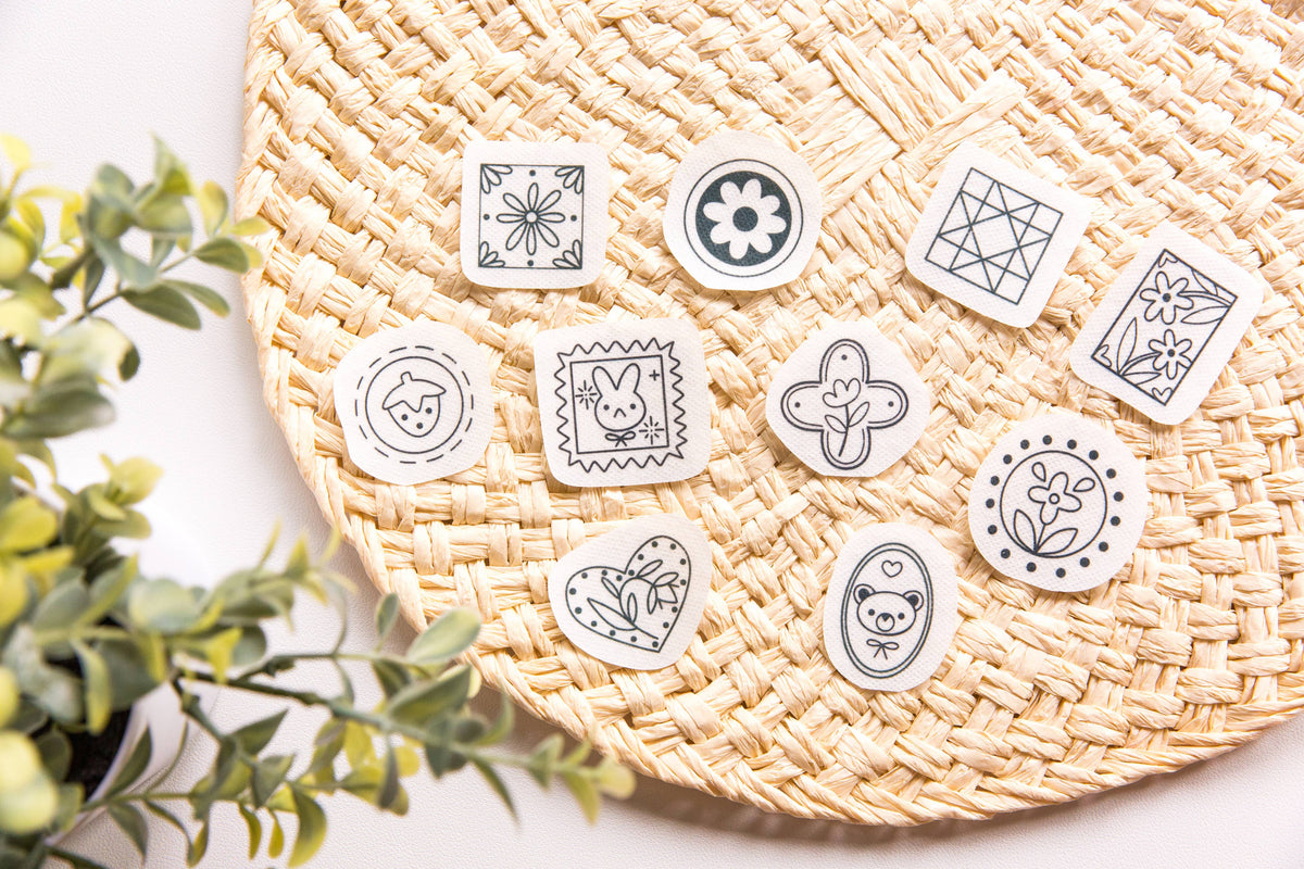 Vintage Stamps Embroidery Stick n Stitch Pack, Patchwork