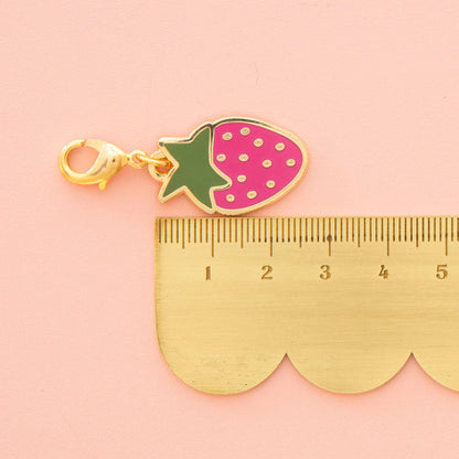 Strawberry Enamel Removable Zipper Charm