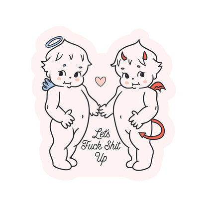Angel Devil Cute Swear High Quality Vinyl Sticker