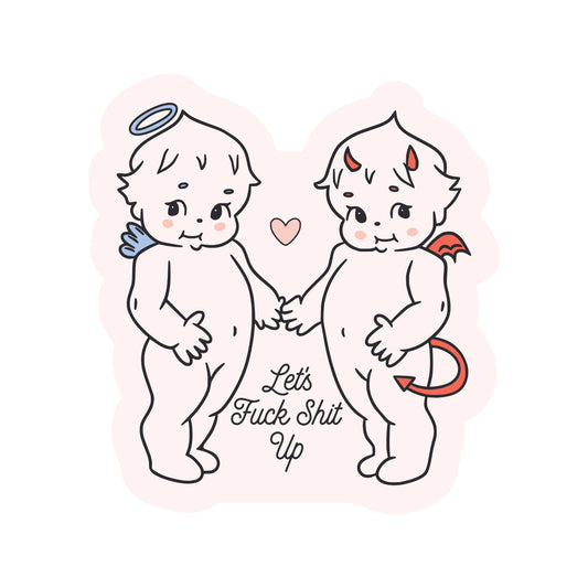 Angel Devil Cute Swear High Quality Vinyl Sticker